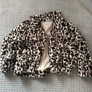 Leopard Print Faux Fur Jacket
